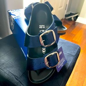 Birkenstock Arizona Big Buckle Rivet Logo, Color: Midnight